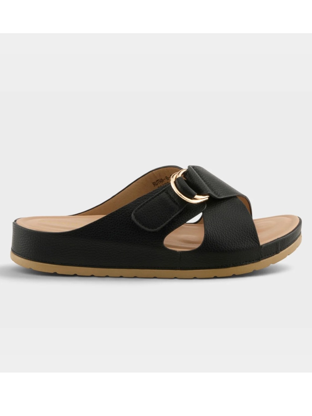 Patrizia Rutha Slide Sandals Black Shoes size 9.5 10 41 Faux Leather Beach